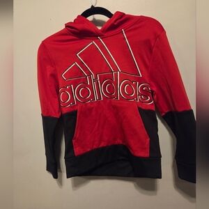 Adidas Red and Black Kids Hoodie EUC Size 8 / Small